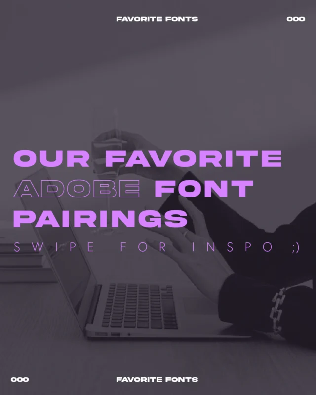 Some of our favorite Adobe font pairings atm ⚡️

One of our favorite things about branding is experimenting with font pairings for primary and secondary fonts. 

Catch your eye? Let's work together on creating the perfect pairing for your brand.

#fonts #design #graphicdesign #branding #adobe