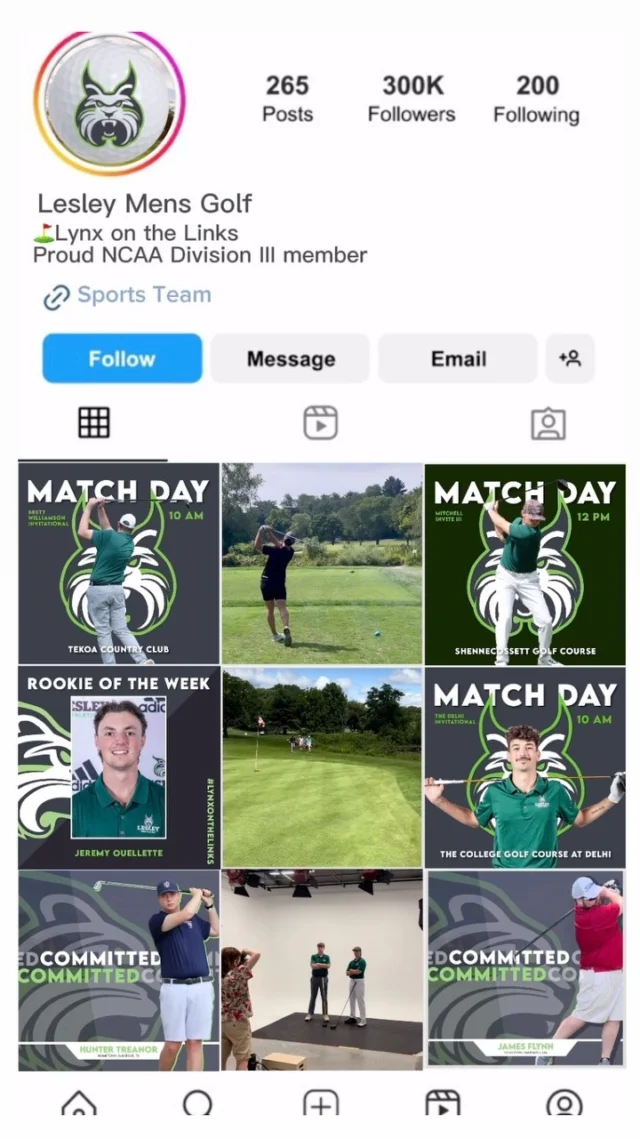 It’s #NationalGolfLoversDay, so here’s a little feed appreciation for our client @lesleymgolf! We’ve loved building out this page for the first-ever men’s golf team at the college ⚡️ Gooooo Lynx!

#socialmedia #college #branding #socialmediamanager